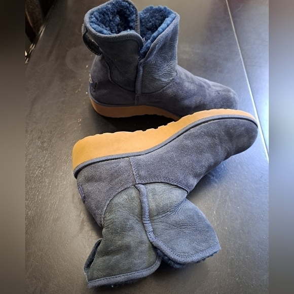 UGG Women's Kristin Blue Suede Ankle Booties Size 7 (37/38) - Picture 1 of 9